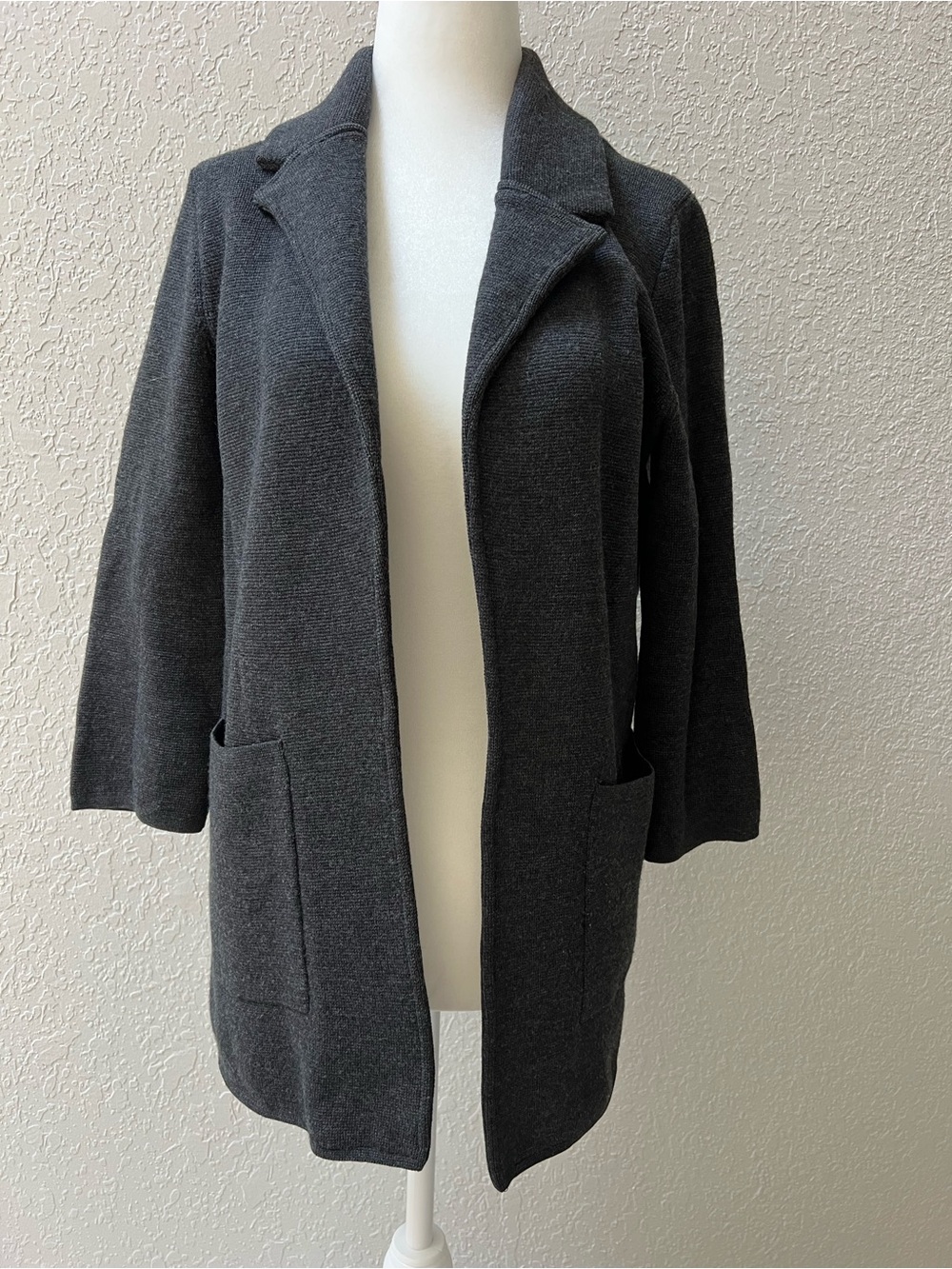 J. Crew Dark Charcoal Gray Open Front Sweater Coatigan